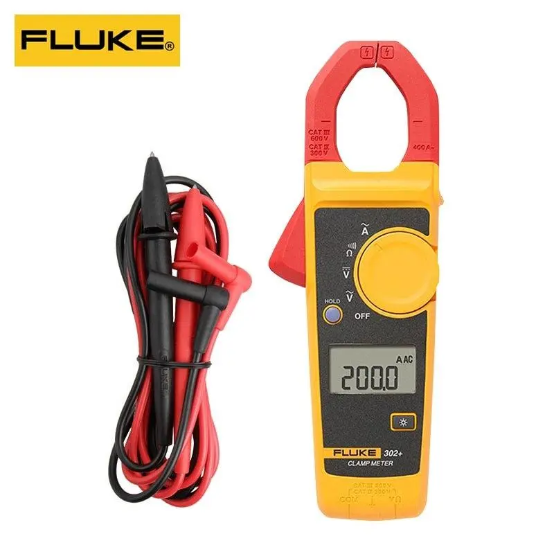 Fluke 302+ Clamp Meter Multi-Function Digital Ac Current Resistance Dmm Ac/Dc F303 F305 3