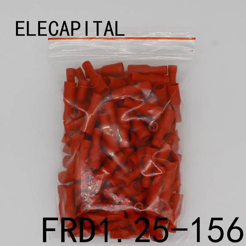 Frd1.25-156 Frd1-156 100Pcs Bullet Shaped Female Insulating Joint Wire Connector Electrical Crimp Terminal Awg22-16 Frd 1