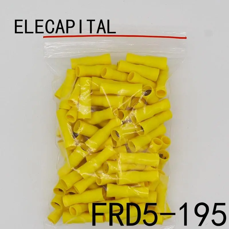 Frd5-195 Frd5.5-195 100Pcs Bullet Shaped Female Insulating Joint Wire Connector Electrical Crimp Terminal Awg12-10 Frd 1