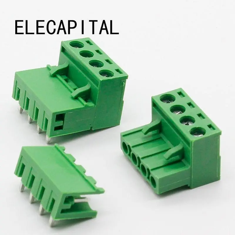 Free Shipping 10 Sets Ht5.08 4Pin Right Angle Terminal Plug Type 300V 10A 5.08Mm Pitch Connector Pcb Screw Terminal Block 1
