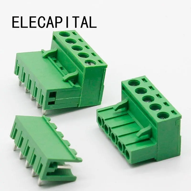 Free Shipping 10 Sets Ht5.08 5Pin Right Angle Terminal Plug Type 300V 10A 5.08Mm Pitch Connector Pcb Screw Terminal Block 1
