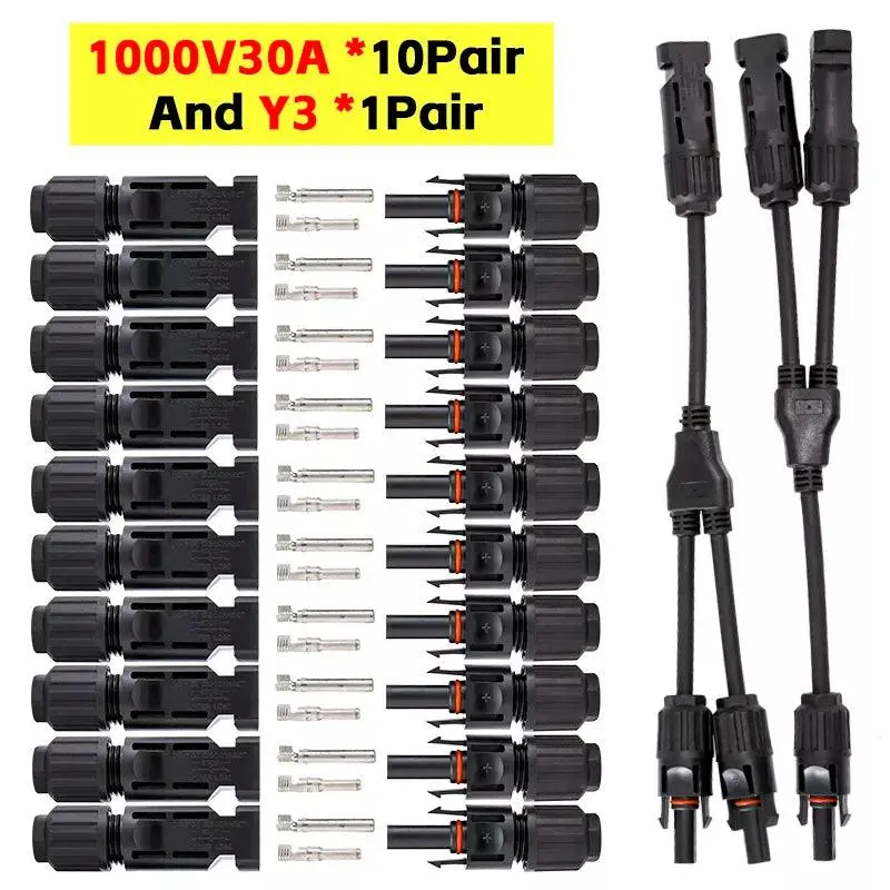 Free Shipping 2 To 1 Pv Branch Connector With 4Mm2 1000V 30A Solar Cable Pv Combiner Box Solar Panel Cable 2.5/ 4/6Mm2 2
