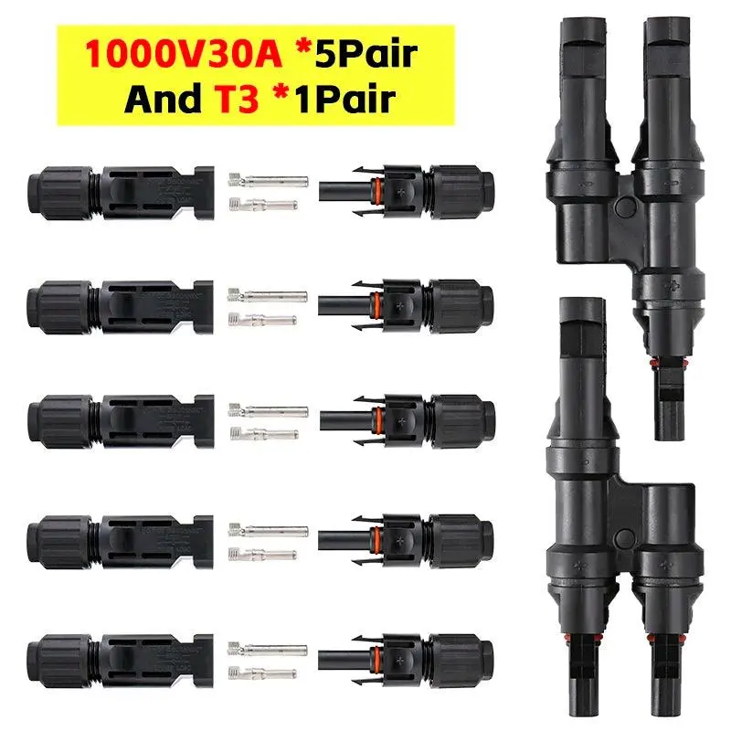 Free Shipping 2 To 1 Pv Branch Connector With 4Mm2 1000V 30A Solar Cable Pv Combiner Box Solar Panel Cable 2.5/ 4/6Mm2 3
