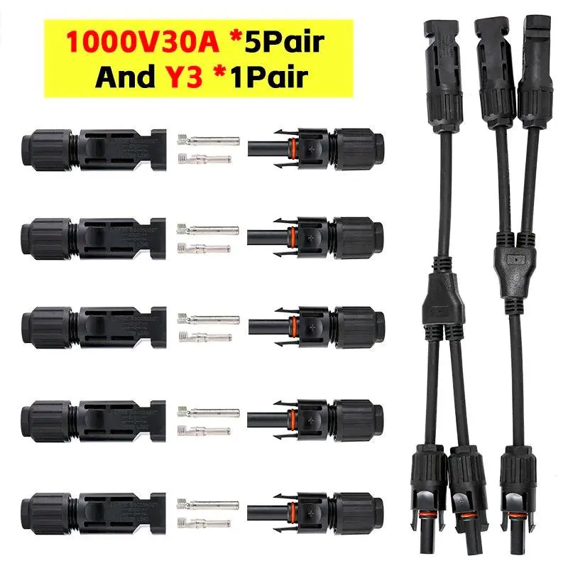 Free Shipping 2 To 1 Pv Branch Connector With 4Mm2 1000V 30A Solar Cable Pv Combiner Box Solar Panel Cable 2.5/ 4/6Mm2 4