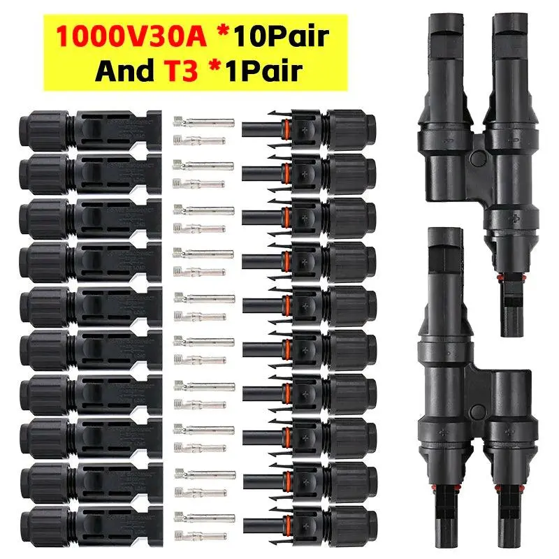 Free Shipping 2 To 1 Pv Branch Connector With 4Mm2 1000V 30A Solar Cable Pv Combiner Box Solar Panel Cable 2.5/ 4/6Mm2 3