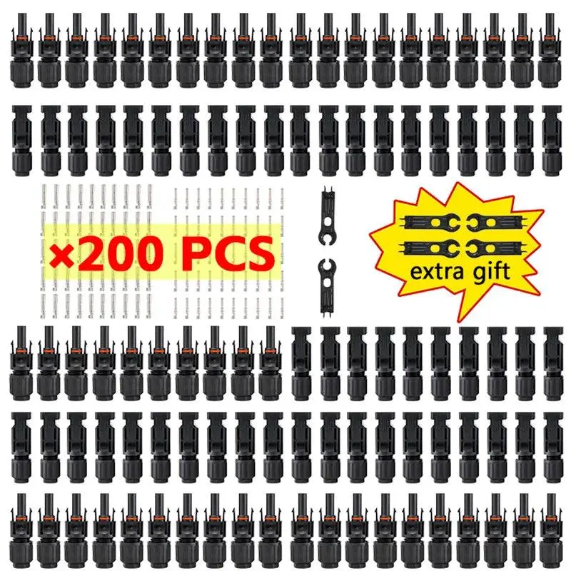 Free Shipping 600/400/200/100/40/20/10 Pcs Dc Solar Connector Wholesale 1000V30a Panel Connectors Kit For Pv/Mc Cable 2.5/4/6Mm2 2