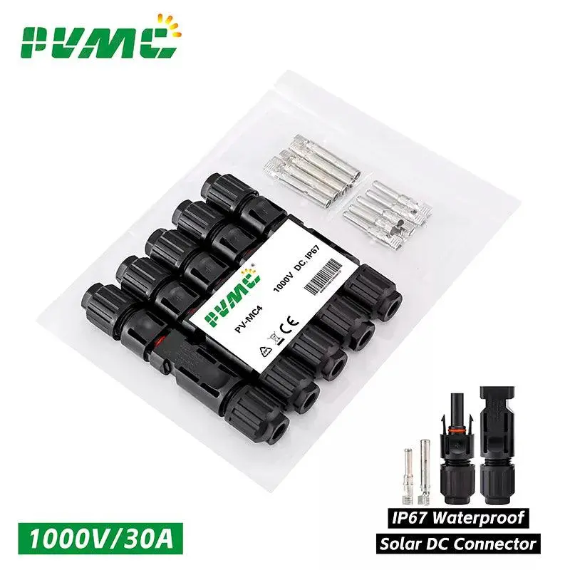 Free Shipping Dc Solar Connector 1000V30a Solar Panel Stecker Connectors Kit For Pv/Mc Cable 2.5/4/6Mm2 1500V/45A 2