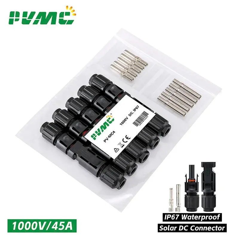 Free Shipping Dc Solar Connector 1000V30a Solar Panel Stecker Connectors Kit For Pv/Mc Cable 2.5/4/6Mm2 1500V/45A 3