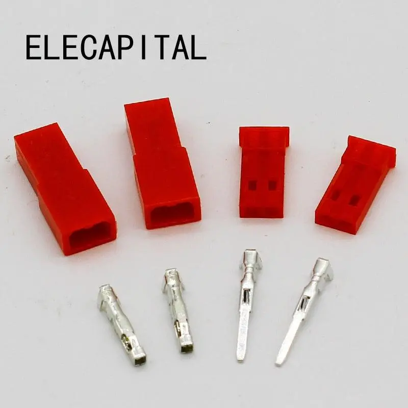 Free Shipping,50Set/Lot Jst Connector Plug 2Pin Female, Male And Crimps Rc Battery Connector For Auto,E-Bike,Boat,Lcd,Led Ect 1