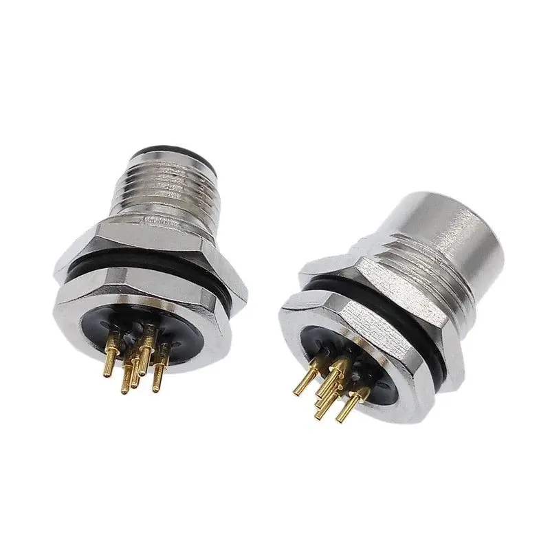 Front Nut Flange Socket 4 5 8Pin Screw Threaded Male Female M12 M16 Waterproof Connectors Pcb Sensor Connector Panel 1