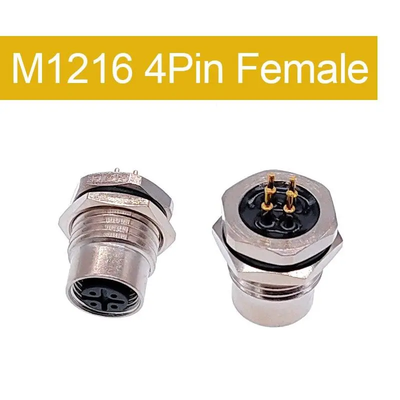 Front Nut Flange Socket 4 5 8Pin Screw Threaded Male Female M12 M16 Waterproof Connectors Pcb Sensor Connector Panel 4