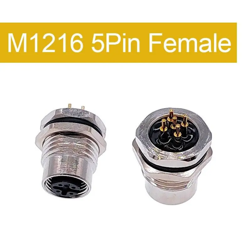 Front Nut Flange Socket 4 5 8Pin Screw Threaded Male Female M12 M16 Waterproof Connectors Pcb Sensor Connector Panel 5