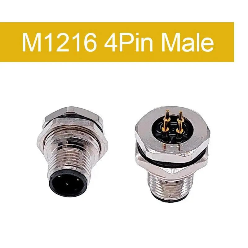 Front Nut Flange Socket 4 5 8Pin Screw Threaded Male Female M12 M16 Waterproof Connectors Pcb Sensor Connector Panel 4