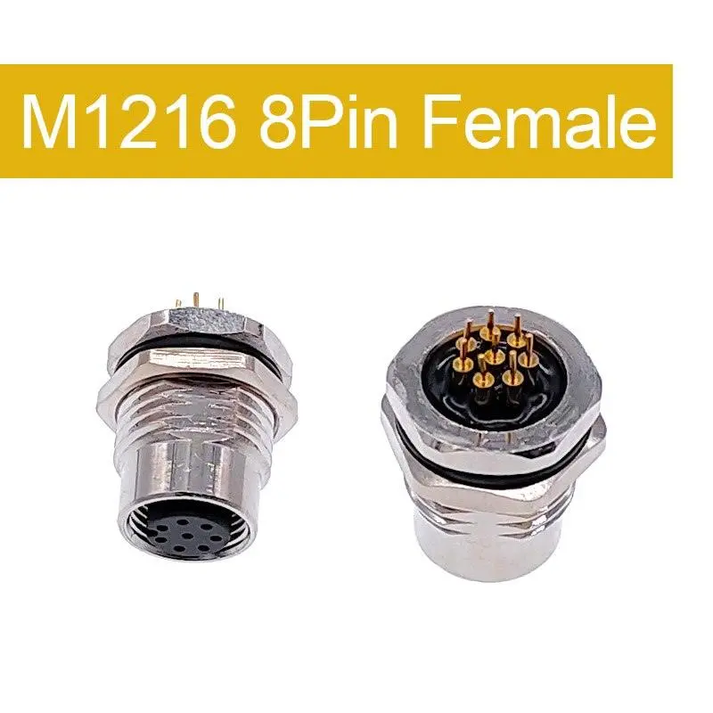 Front Nut Flange Socket 4 5 8Pin Screw Threaded Male Female M12 M16 Waterproof Connectors Pcb Sensor Connector Panel 6