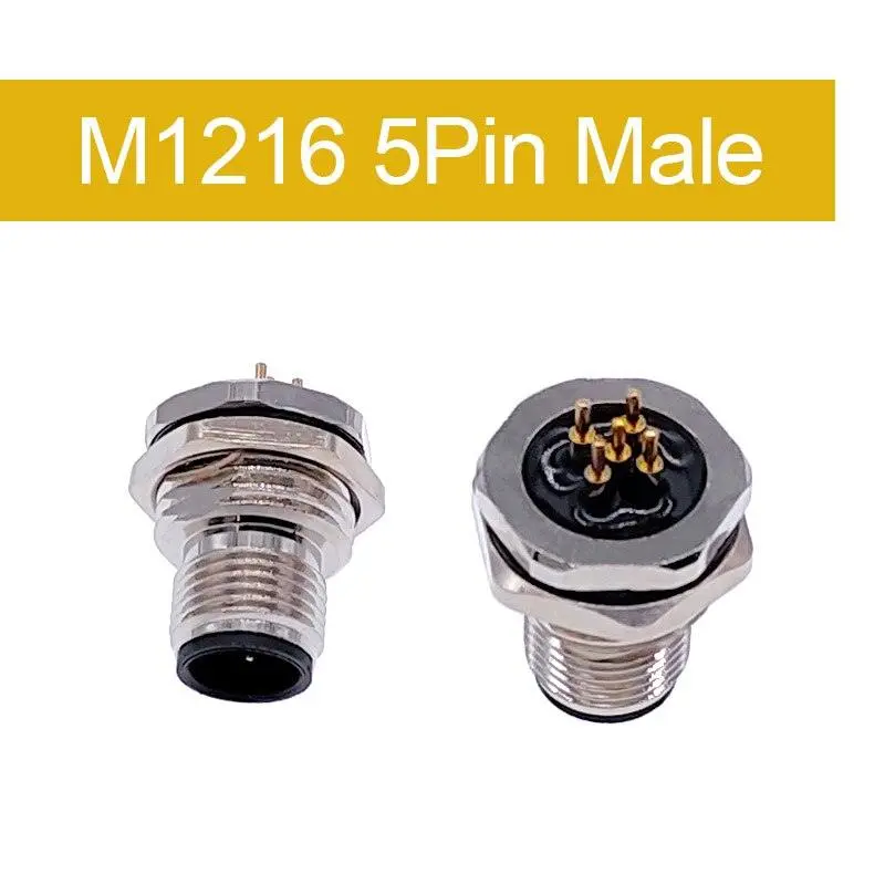 Front Nut Flange Socket 4 5 8Pin Screw Threaded Male Female M12 M16 Waterproof Connectors Pcb Sensor Connector Panel 2