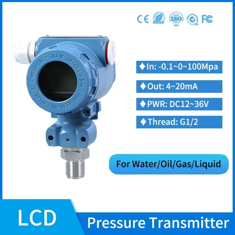G1/2 Ip65 Pressure Sensor Hydraulic Pressure Transmitter With Lcd Display 0-40Mpa Pressure Transducer 1