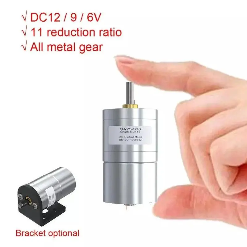 Ga25-310 12V 2W 16-1800 Rpm High Torque Dc Brush Motor Low Speed Gear Compatible 6V (Ga25-B2418) 1