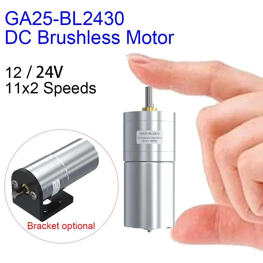 Ga25-Bl2430 Dc Brushless 12V 24V High Torque Low Speed Micro Bldc Motor With Gearbox 12 15 25 35 50 77 130 170 280 600 1300Rpm 1