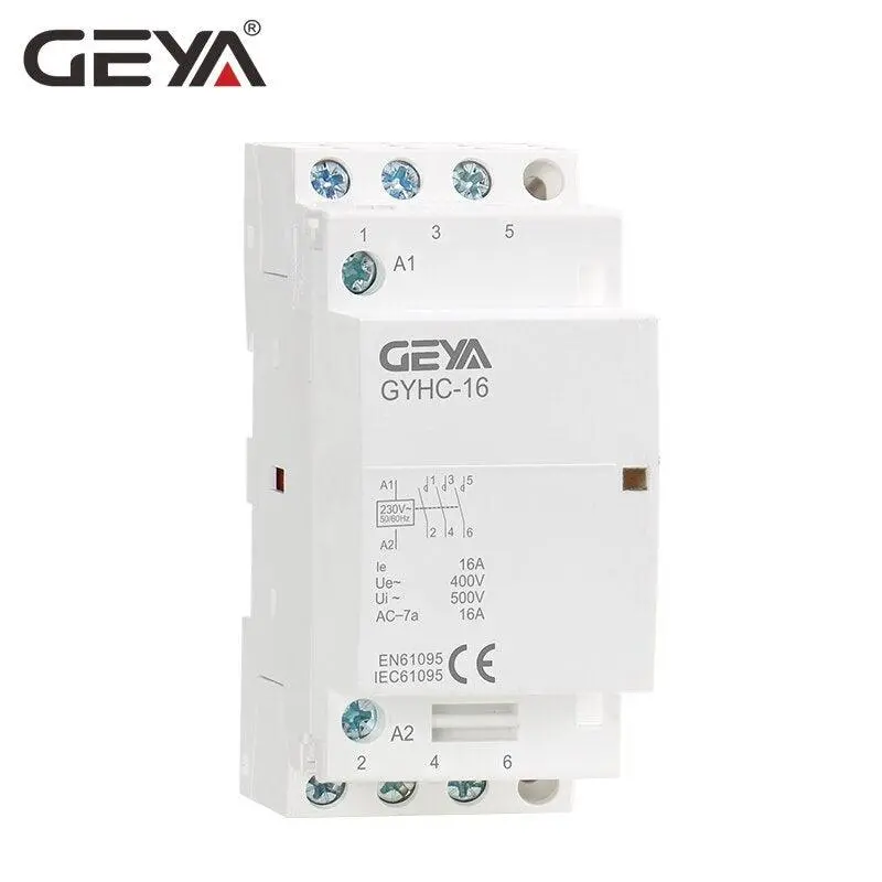 Geya 3 Phase Modular Contactor 16A 20A 25A 3 Normal Contact 220V Din Rail Household Ac Modular Contactor Automatic 1