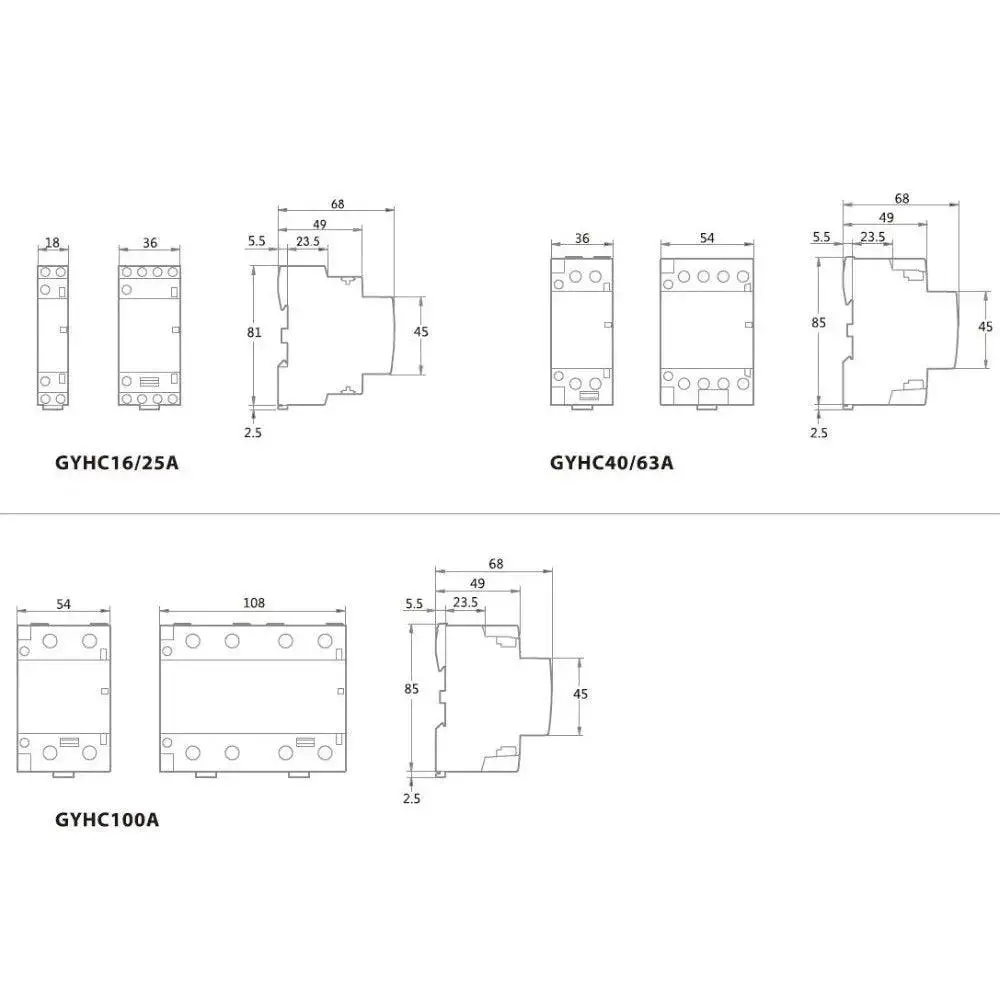 Geya- Din Rail Type Ac Contactor| 2P 16A  20A 25A /No Nc  Optional Modular Contactor 3