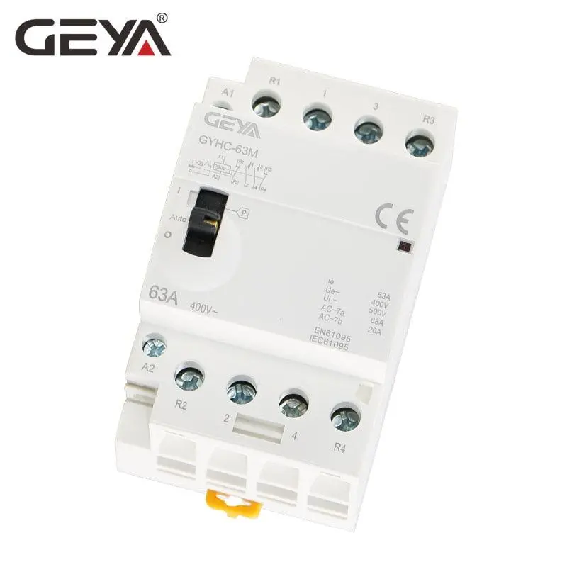 Geya Gyhc 4P 40A 63A 2Nc2no Or 4No 220V/230V 50/60Hz Din Rail Household Ac Modular Contactor Manually Operation 1