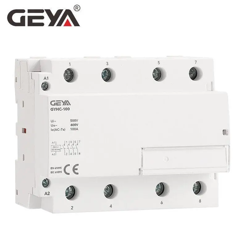 Geya Gyhc 4Pole 100A Ac 220V 230V 50/60Hz Din Rail Household Ac Modular Contactor Switch Controller Home Hotel Use 1