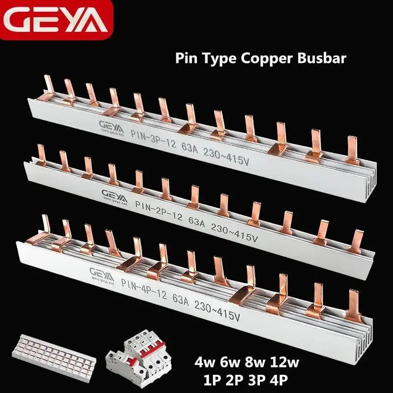 Geya- Pin Type Copper Busbar| For Mcb 63A/ 4,6,8,12Way Optional 2