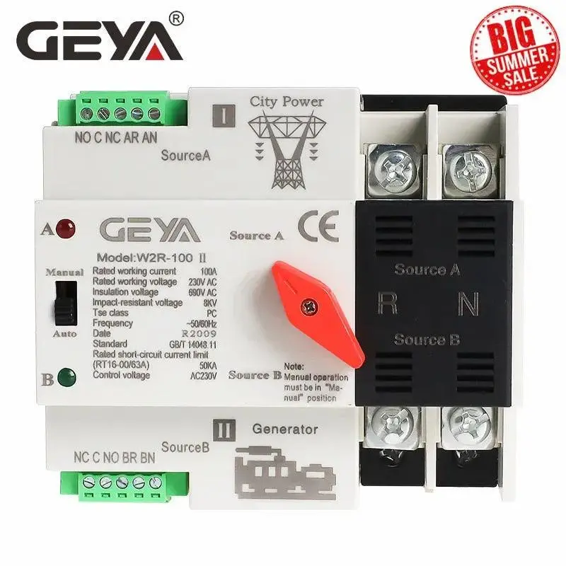 Geya- W2r Mini Ats 2P  Automatic Transfer Switch| 25A-63A Optional 1