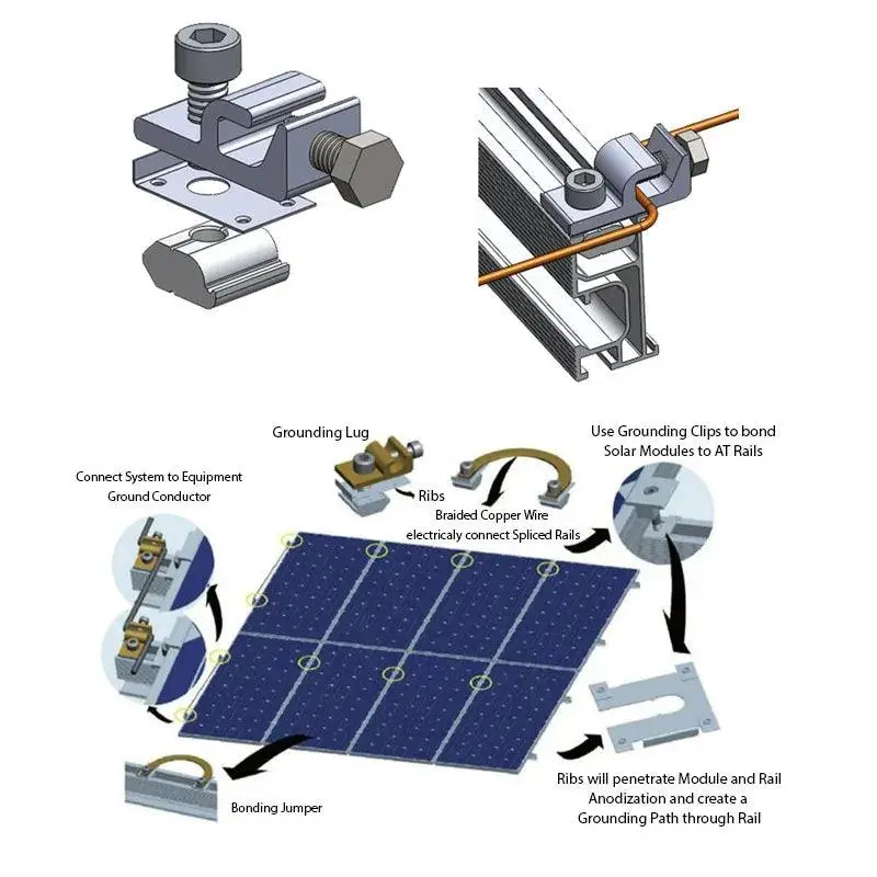 Grounding Lug Solar Mounted Bracket 304 Stainless Steel Corrosion Resistant Solar Ground  Clip For Solar Mounting System 1