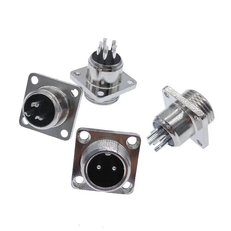 Gx12 Square Base Aviation Gx Connector Flange Socket 2 Pin 3Pin - 7Pin Diam 12Mm 1