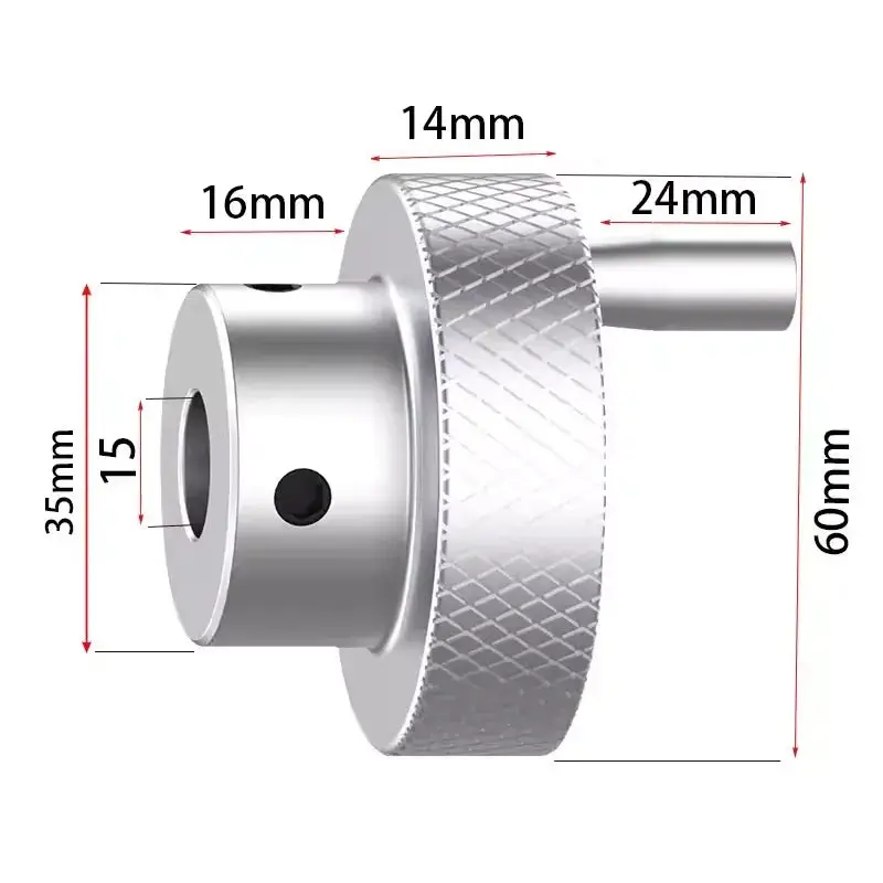 Aluminum Alloy Knurled Handwheel 50/60/80Mm 15