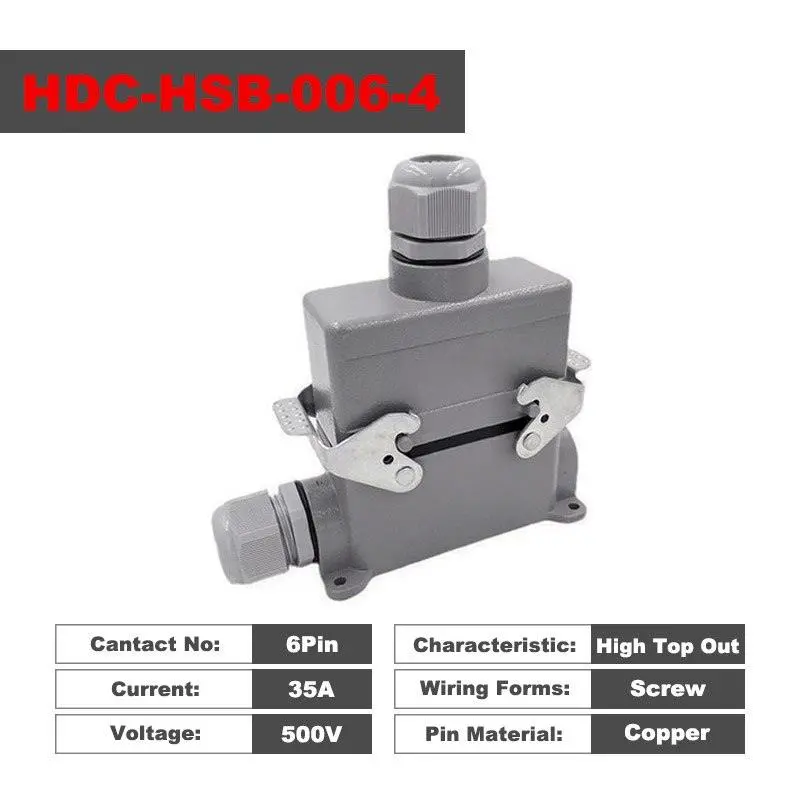 Rectangular Heavy Duty Connector Hsb-4/6/12 Pin 35A High Current Waterproof Aviation Plug & Socket 12