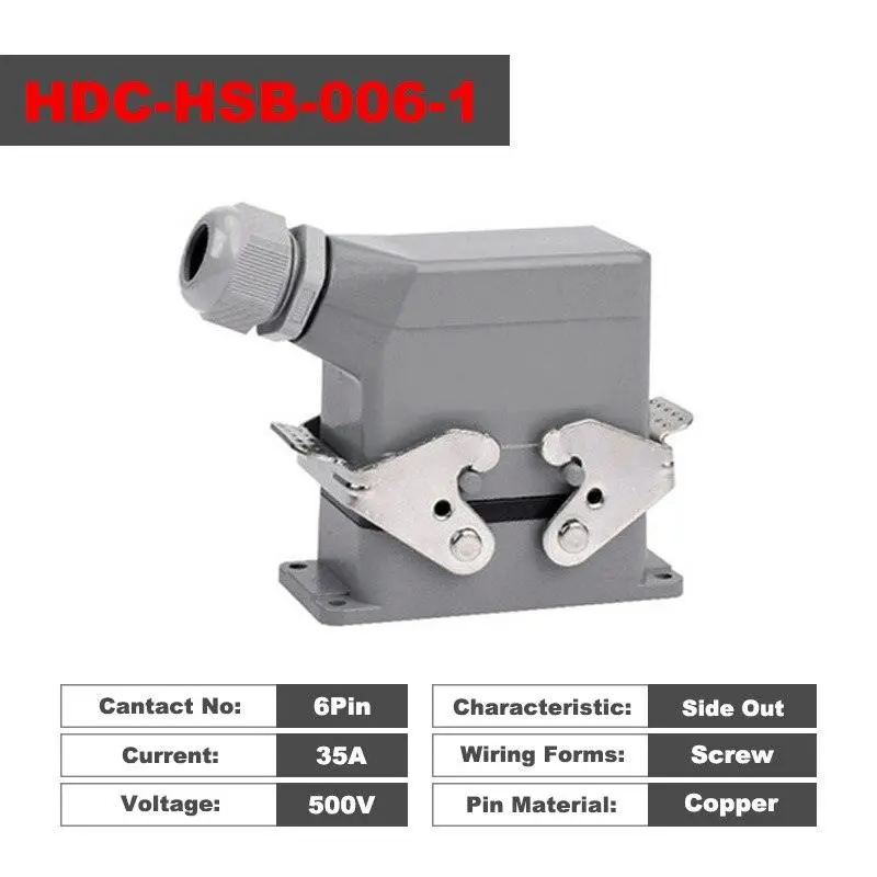 Rectangular Heavy Duty Connector Hsb-4/6/12 Pin 35A High Current Waterproof Aviation Plug & Socket 13