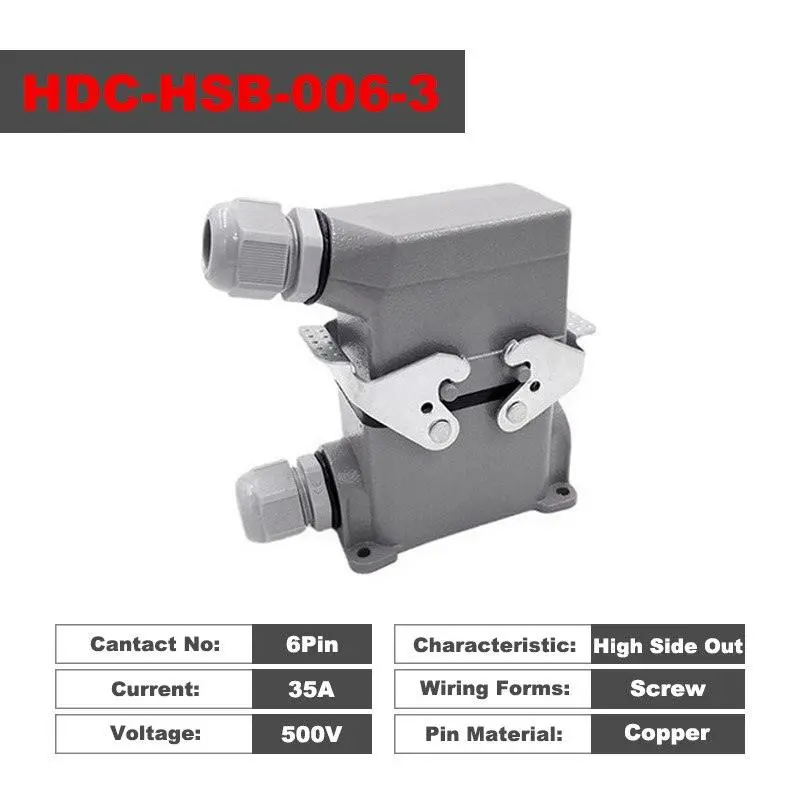 Rectangular Heavy Duty Connector Hsb-4/6/12 Pin 35A High Current Waterproof Aviation Plug & Socket 14