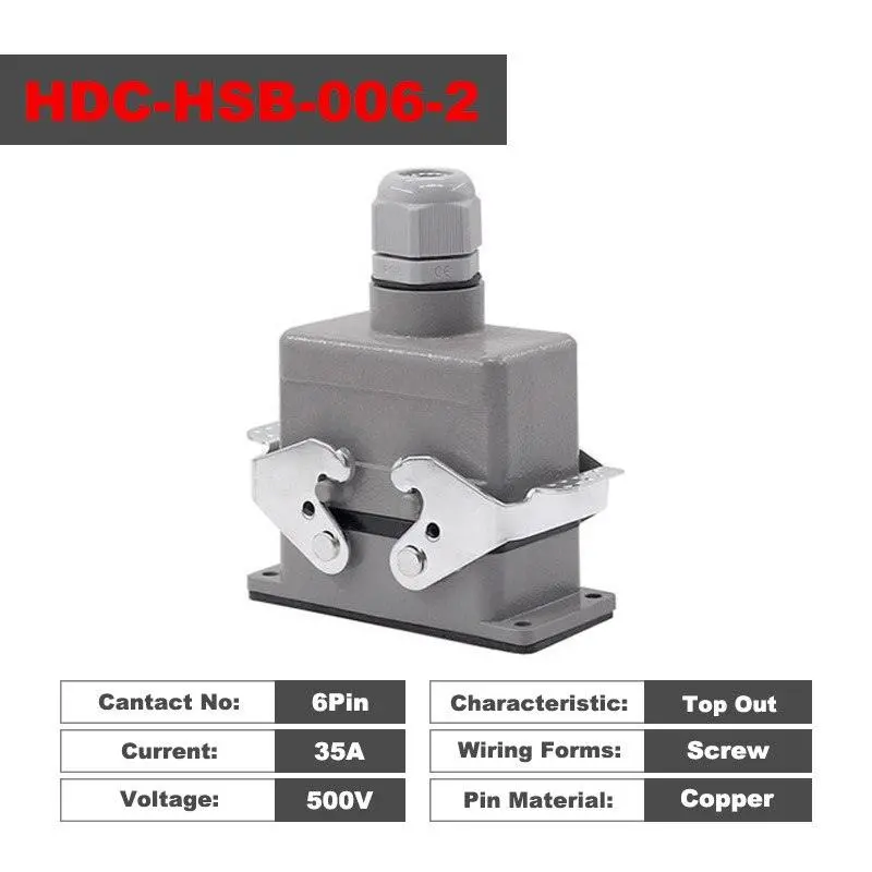 Rectangular Heavy Duty Connector Hsb-4/6/12 Pin 35A High Current Waterproof Aviation Plug & Socket 15