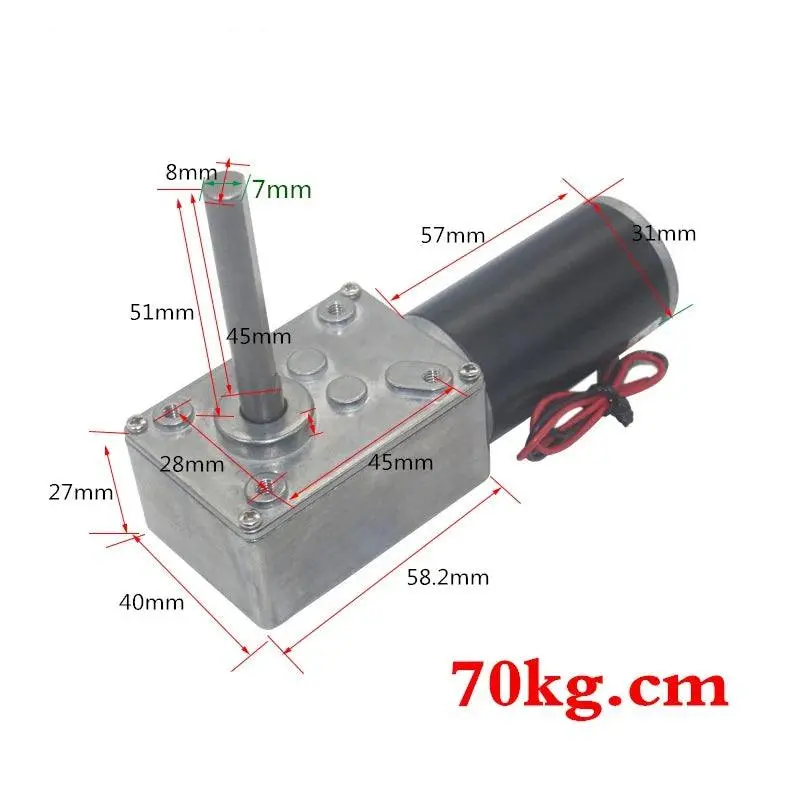 High Torque 70Kg Gear Motor 12V 24V In Dc Motor Shaft Length 51Mm Speed 5 To 470Rpm Self Locking Adjustable Speed Reversed 1
