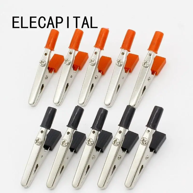 Imc Hot 10 Pcs 50Mm Plastic Handle Test Probe Metal Alligator Clips 1