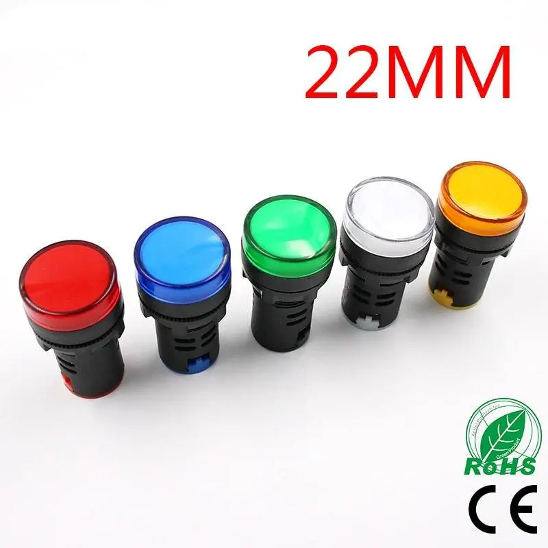 Indicator Signal Lamp Light Waterproof Ad16-22Ds 22Mm Ac/Dc 12V 24V 110V 220V 380V Red Green Yellow Blue White Led Bulbs 20Ma 1
