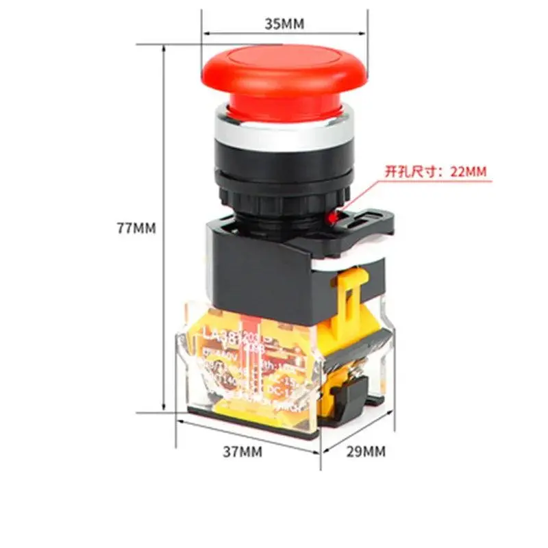 Installation Hole 22Mm Mushroom Head Push Button Momentary/Self-Locking Red Green Yellow Yj139-La38a-11M La38-11Mzs 2