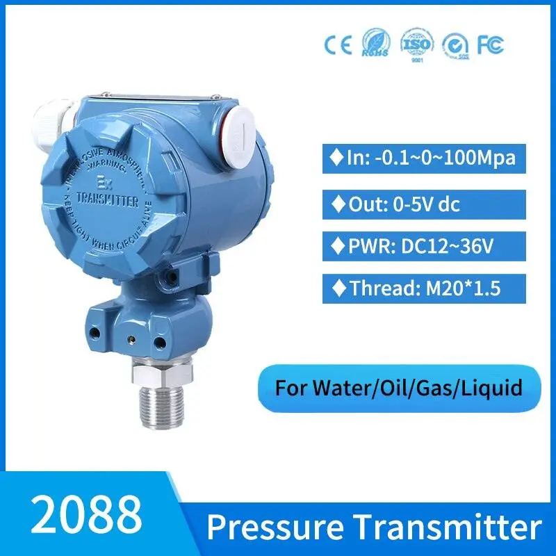 Ip65 0-5V Hydrostatic Oil Water Gas Pressure Sensor 10Bar 20Psi 40Mpa Piezoresistive Pressure Sensor Transmitter 1