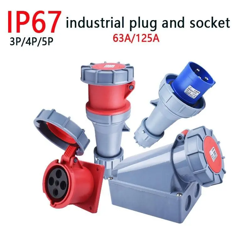 Ip67 New Industrial Plug And Socket 63A 125A 3P/4P/5P Pa66 Wall Mounted Socket 1