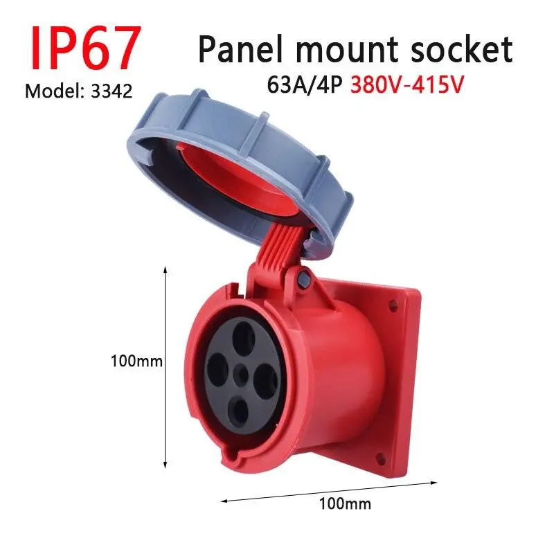 Ip67 New Industrial Plug And Socket 63A 125A 3P/4P/5P Pa66 Wall Mounted Socket 20