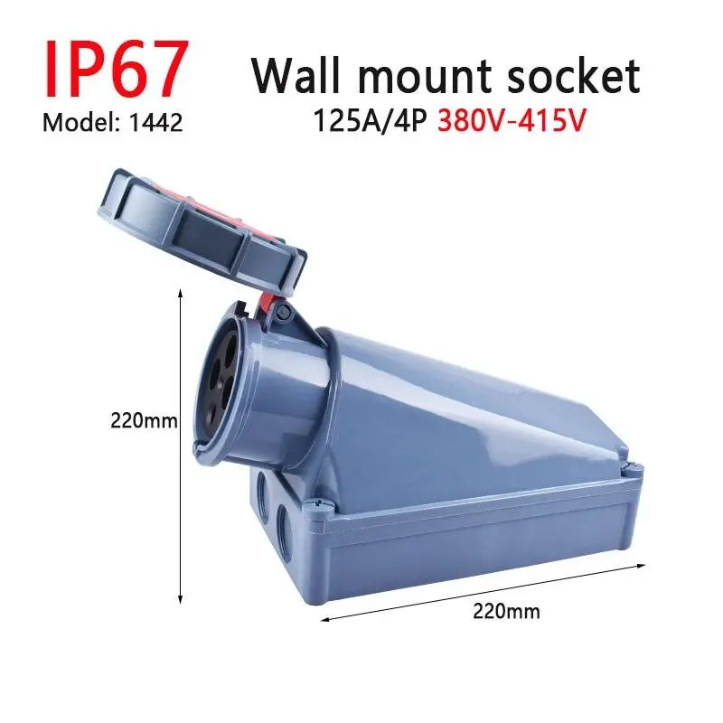 Ip67 New Industrial Plug And Socket 63A 125A 3P/4P/5P Pa66 Wall Mounted Socket 14