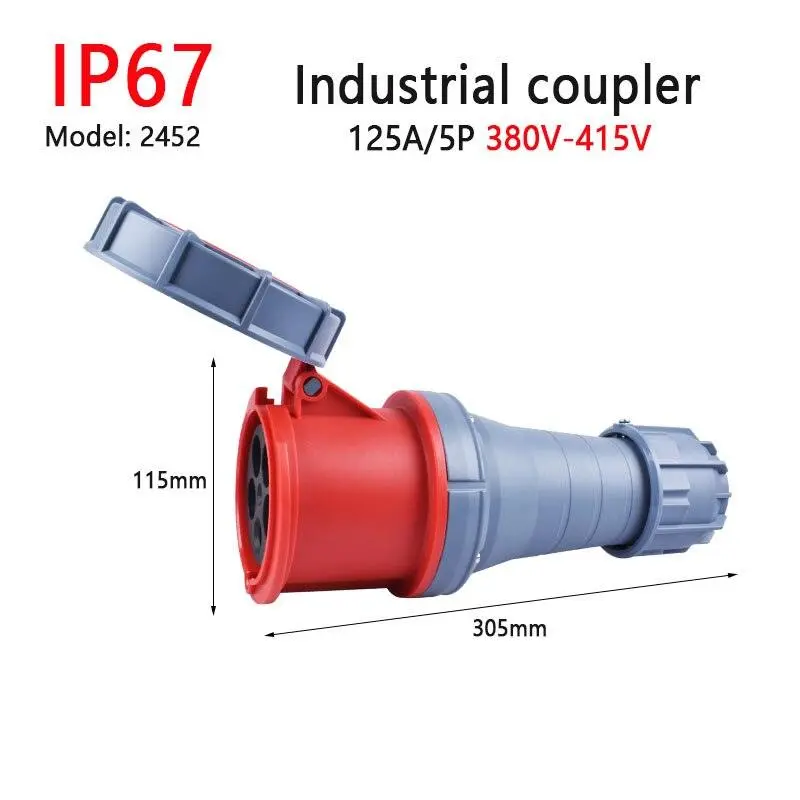 Ip67 New Industrial Plug And Socket 63A 125A 3P/4P/5P Pa66 Wall Mounted Socket 18