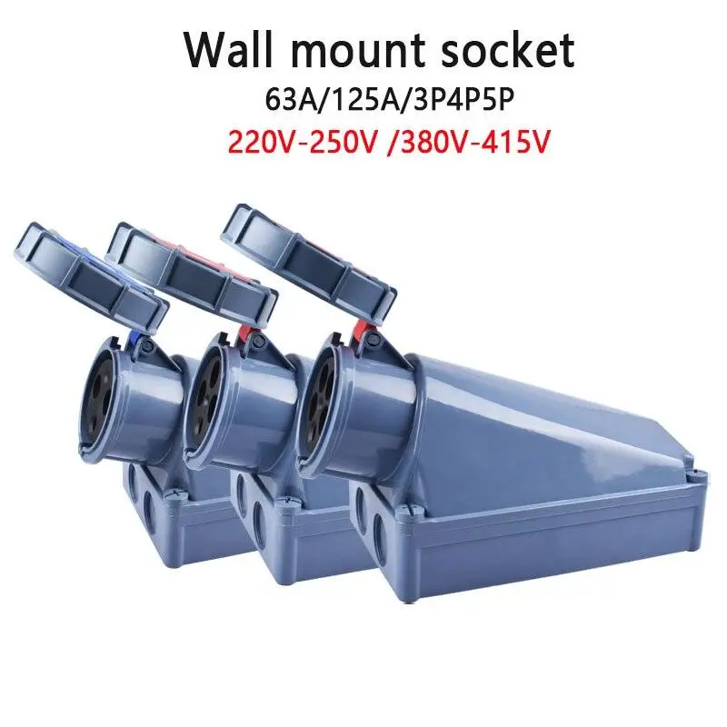 Ip67 New Industrial Plug And Socket 63A 125A 3P/4P/5P Pa66 Wall Mounted Socket 20