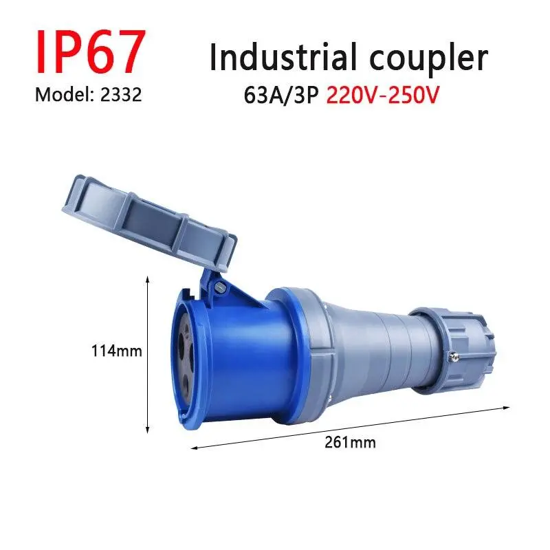 Ip67 New Industrial Plug And Socket 63A 125A 3P/4P/5P Pa66 Wall Mounted Socket 21