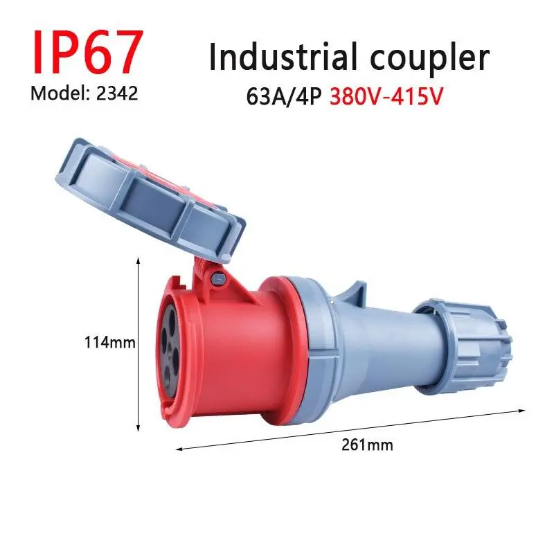 Ip67 New Industrial Plug And Socket 63A 125A 3P/4P/5P Pa66 Wall Mounted Socket 14
