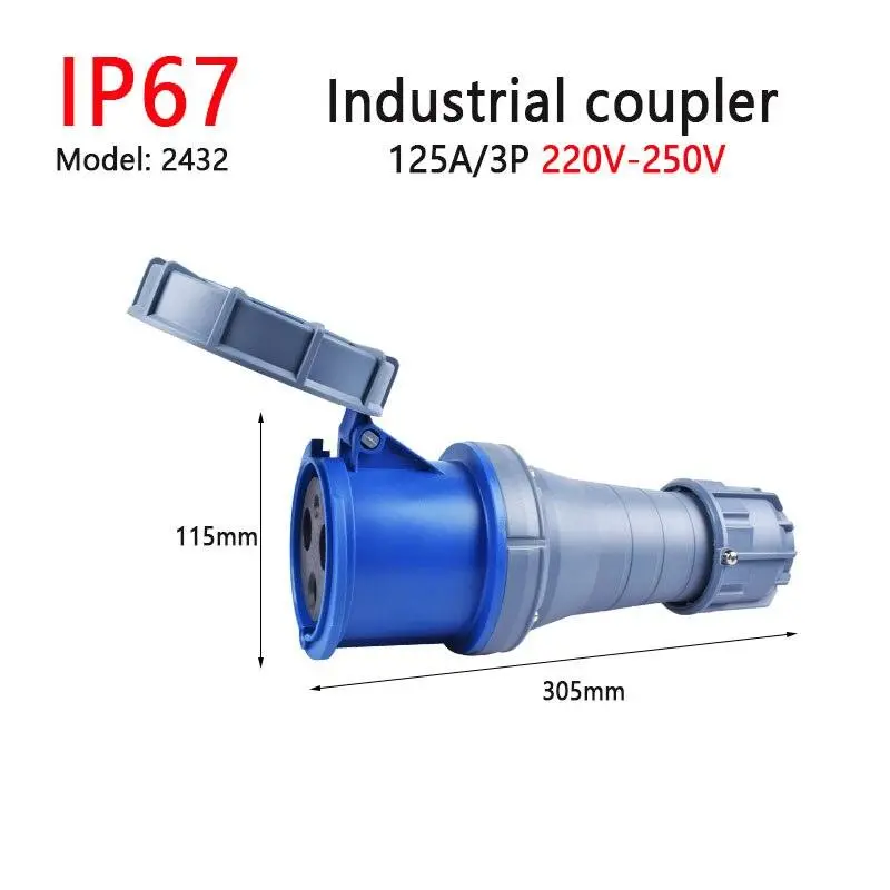 Ip67 New Industrial Plug And Socket 63A 125A 3P/4P/5P Pa66 Wall Mounted Socket 16