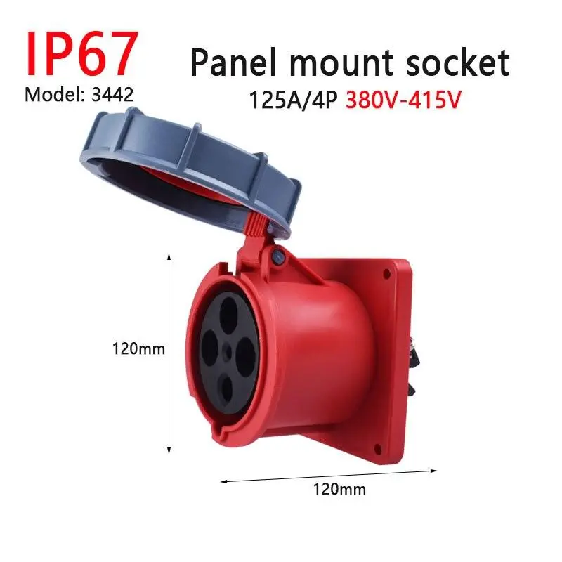 Ip67 New Industrial Plug And Socket 63A 125A 3P/4P/5P Pa66 Wall Mounted Socket 23