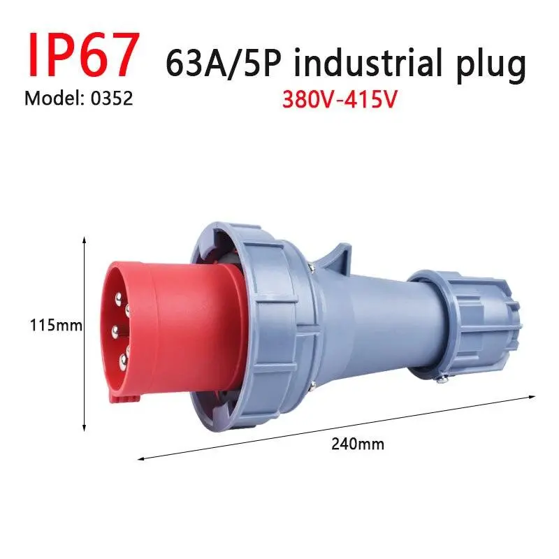 Ip67 New Industrial Plug And Socket 63A 125A 3P/4P/5P Pa66 Wall Mounted Socket 8